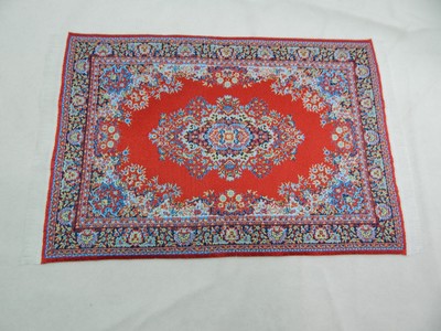 Dollhouse Orange /& Blue Striped Rug with fringe 2/" by 4 /"