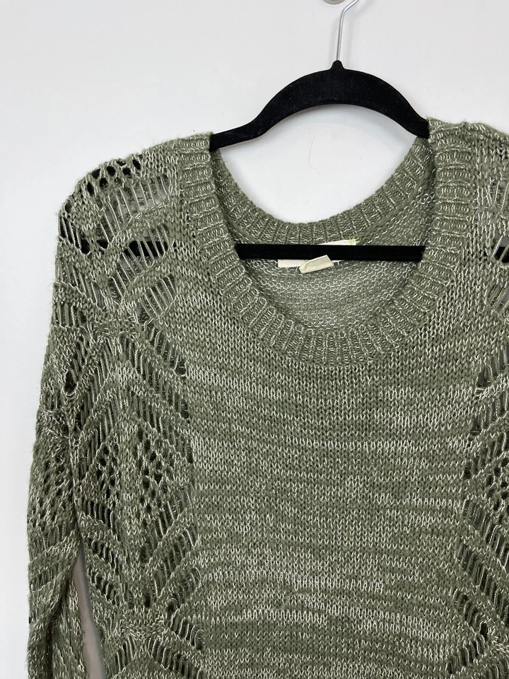 Suéter tejido abierto pequeño verde Staring at Stars Anthropologie para mujer CK Foto 3 de 4