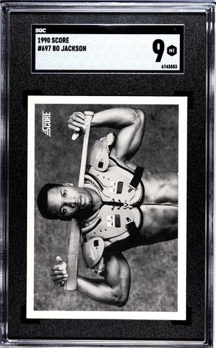 Bo Jackson 1990 Punktzahl #697 schwarz-weiß Baseballkarte SGC bewertet 9