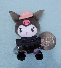 Sanrio Kuromi wearing a baseball cap hat plush Mascot Keychain Japan