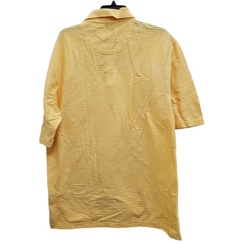 Tehama Men's Yellow Ribbed Double Mercerized Pima Cotton Stripe Golf Polo Sz XL - Picture 7 of 7