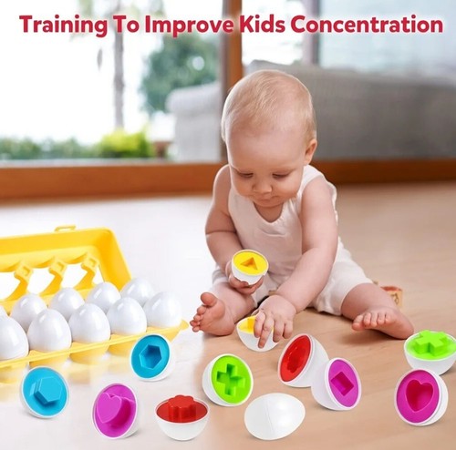 Matching Egg Shape Color Game Toddler Kids Easter Eggs Toys Puzzle Play Set-New - Picture 10 of 10