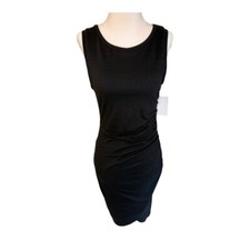NEW Treasure & Bond Black Bodycon Dress Ruched Sleeveless Casual Mini Small NWT