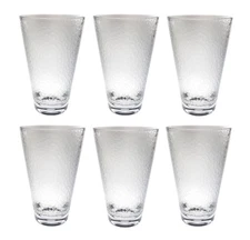 QG 22oz Clear Acrylic Plastic Hammer Finished Pattern Glass Cup Tumbler Set of 6