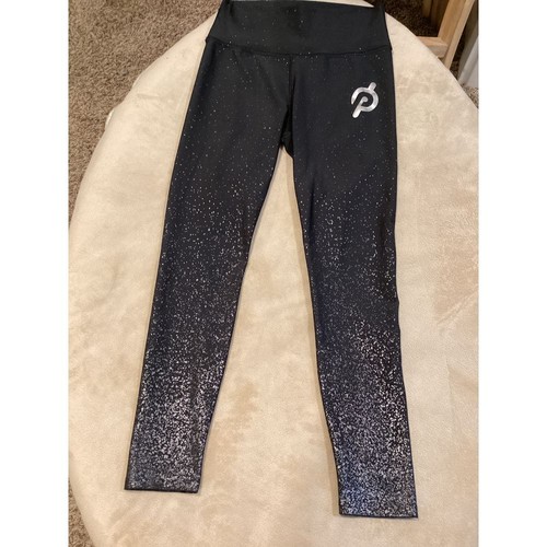 Peloton Show Up Sparkle Shiny Flex Leggings Black Silver Speckle Size Large - Picture 4 of 6