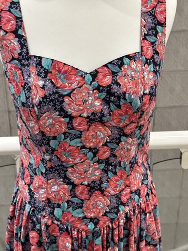 Laura Ashley 80’s Vintage Kleid Floral 100% Baumwolle Gr. 12 🇬🇧 Sommer /Party - Bild 4 von 18