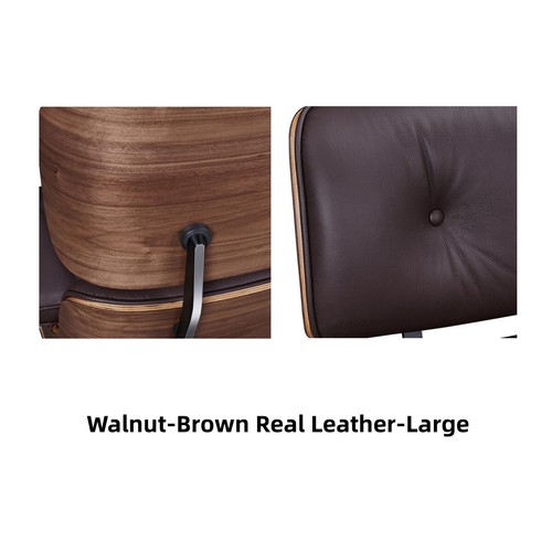 Premium EAMS Lounge Chair and Ottoman Genuine Leather Armchair with Footstool - Picture 45 of 56