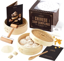 Cooking Gift Set Co. Bamboo Steamer Basket Original Soup Dumpling Kit with Agar