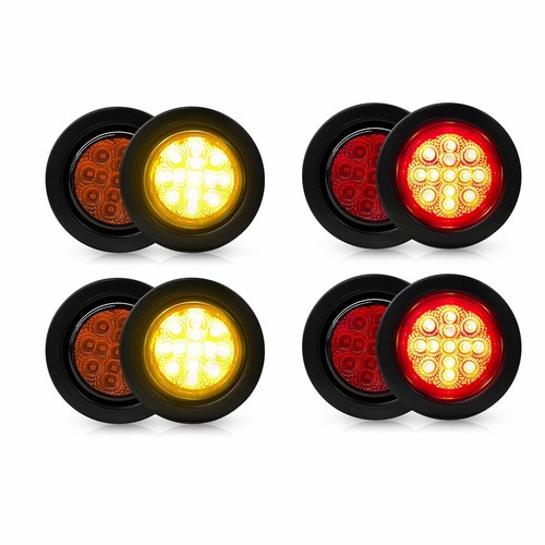 2.5" Round 12 LED Light Truck Trailer Side Marker Clearance Kit 8 Red & 8 Amber - Picture 16 of 22
