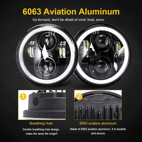 Faros redondos LED 4 piezas 5,75" Halo Angel Eyes DRL para Dodge Charger 1966-1974 - Imagen 2 de 10