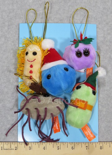 GIANT MICROBES-GERM ORNAMENTS HOLIDAY THEME BOX-E. Coli Flu Cold Kissing Stomach - Picture 3 of 3
