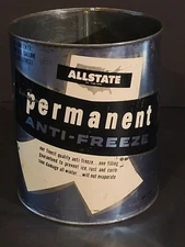 Vintage Allstate 1 One Gallon Permanent Antifreeze Metal Tin Can