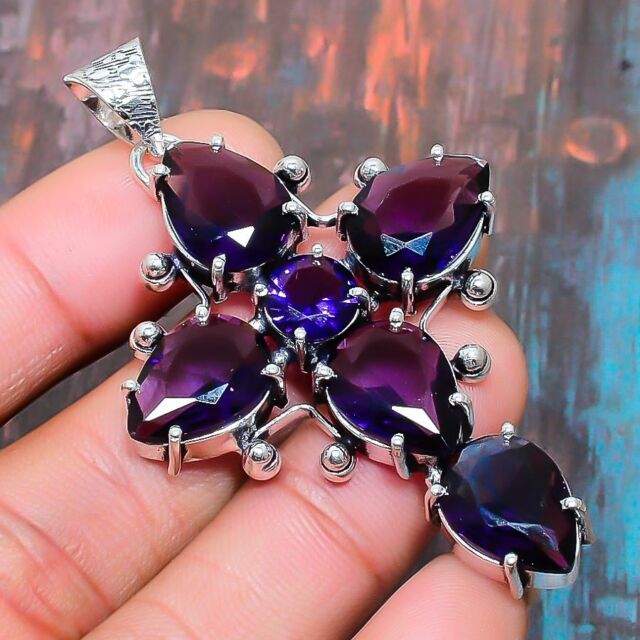 Kreuz Amethyst Edelstein Handmade Geschenk Schmuck Anhänger 2.56 " y654 Kreuz Amethyst Edelstein Handmade Geschenk Schmuck Anhänger 2.56 " y654