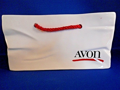 Avon Vase Note Holder Shopping Bag Memo Paper Holder Sack Ceramic 1988 - Picture 2 of 6