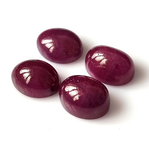 Natural Red Ruby Cabochon Unheated 7x9 mm Oval Calibrated Gemstone 4 Pieces Lot - Picture 4 of 5