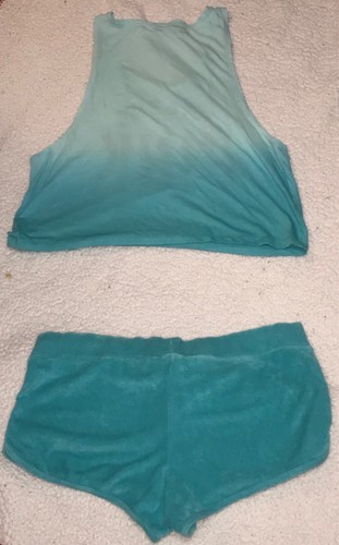 Victoria's Secret Pink Y2K Neon Ombré Bling Tank & Shorts Set sz Med Rhinestone - Imagen 11 de 12