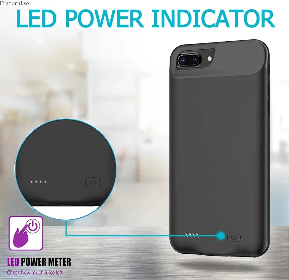 Battery Case for iPhone 8 Plus/7 Plus/6s Plus/6 Plus Power Bank Charging Cover - image 3 of 4