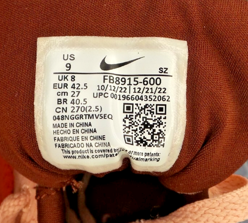 Talla 9 - Nike Air Max 1 Premium Coral Stardust Pana (¡LIMPIO!) JL289 - Imagen 13 de 13