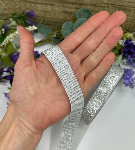 Cinturón de pretina ancha elástico oro metálico plateado brillante Lurex 5 anchos costura - Imagen 9 de 13