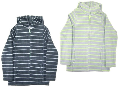 Old Navy Girls Size 5 or 8Micro Fleece Full Zip Hoodie NWT Gray Stripes - Picture 2 of 7