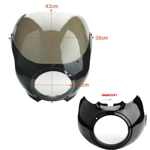 5-3/4'' 5.75" Headlight Fairing Windshield Windscreen + LED Headlamp For Harley - Picture 4 of 12