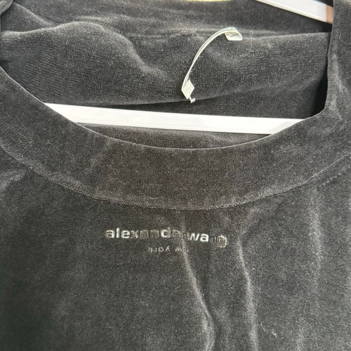 Alexander Wang Long Sleeves Crewneck Velvet Crop Top Black Size XS - Picture 2 of 5