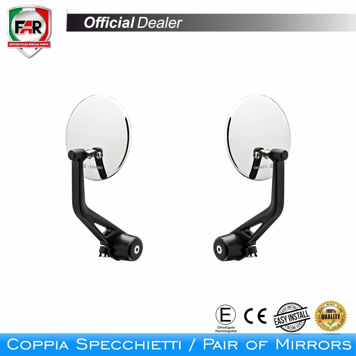 COPPIA SPECCHIETTI RETROVISORI FAR 7807 E 7807 OMOLOGATI MOTO DA CONTRAPPESO