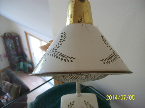 Tole Vintage Gooseneck Art Deco Screen White Metal Desk Lamp Adjustable - Picture 8 of 11