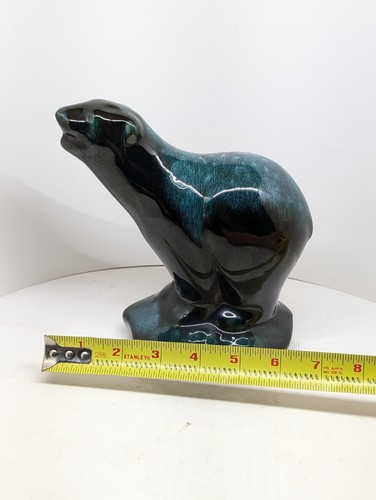 Blue Mountain Pottery BMB Polar Bear Figurine Green Glaze 6" Canada Red Clay - Picture 8 of 8