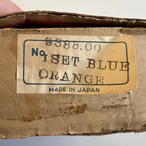 Lampadina ceramica vintage blu arancione ceramica sale pepe shaker Giappone NOS MCM - Foto 7 di 7