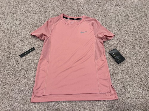 Nike pink run running NY marathon t shirt Dri Fit gray reflective swoosh logo M - Picture 1 of 4