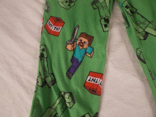 Minecraft Boys Size 6 Green Fleece Pj Pants Pajama Bottoms Steve Creeper TNT - Picture 3 of 4