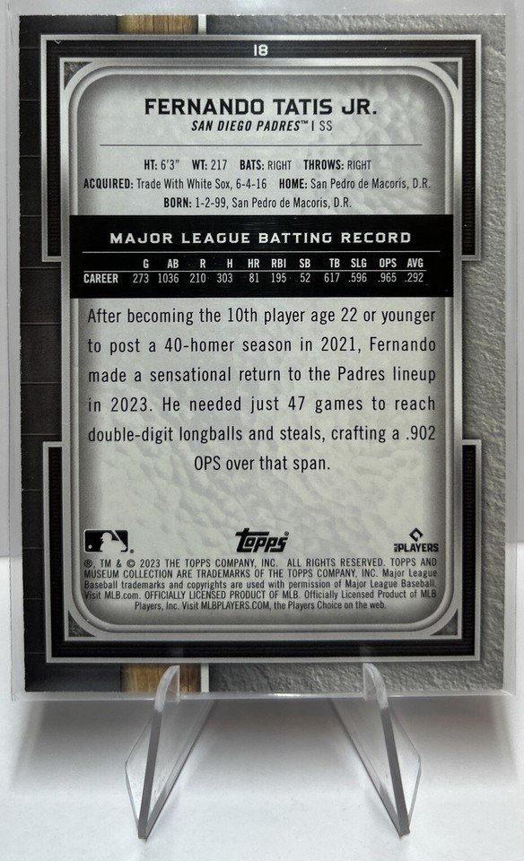 Fernando Tatís Jr. 2023 Topps Museum Collection 18 San Diego Padres