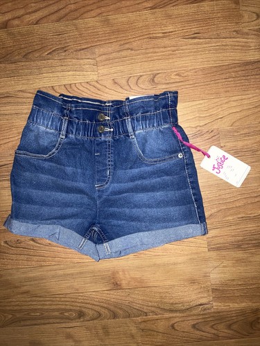 Justice Girls Double Button Paperbag Shorts, Medium Wash, Size 10 - Picture 4 of 9