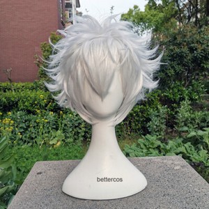 GOOACTION 30cm Short Sliver White Anime Cosplay Wigs GINTAMA Sakata Gintoki Costume Hair