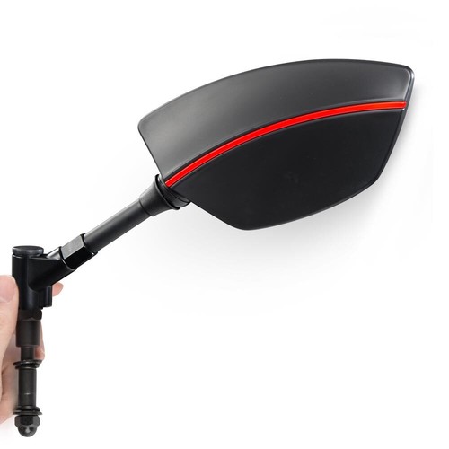 Redline Motorcycle Rear Mirrors Black w/ Red Stripe for Harley Dyna Daytona FXDB - Picture 1 of 8