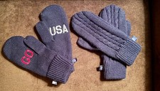 2 pair US OlympicsTeam Go USA Embroidered Knit Mittens World Cup Winter Glove