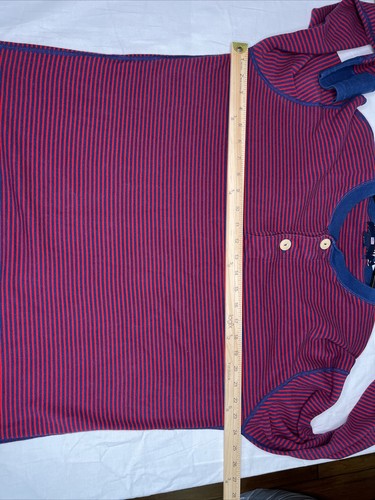 VINTAGE Polo Ralph Lauren Sport Large Men's T-Shirt Red Blue Stripe Henley Tee - Picture 6 of 8