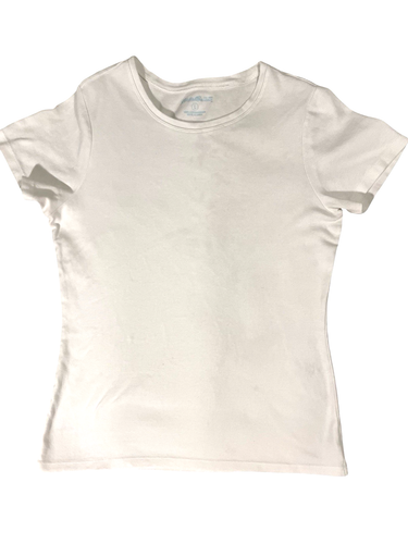 EDDIE BAUER T-Shirt weiß Kurzarm Rundhals Damen Größe L