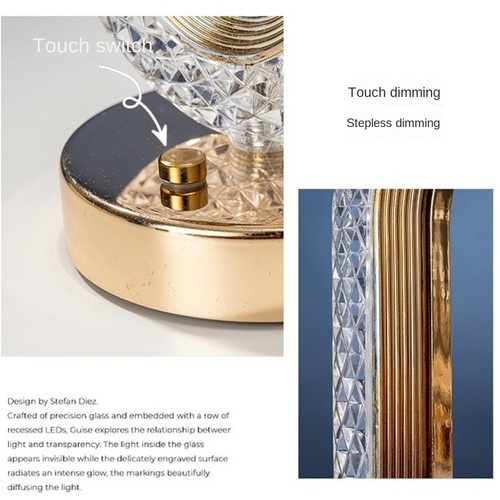 Oval Crystal Table Lamp Atmosphere Night Light Living Room Bedroom - Picture 4 of 12