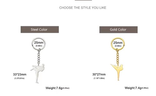 Silver SS Taekwondo High Kick Keyring Karate Martial Arts Keychain + Gift Bag - Picture 2 of 2