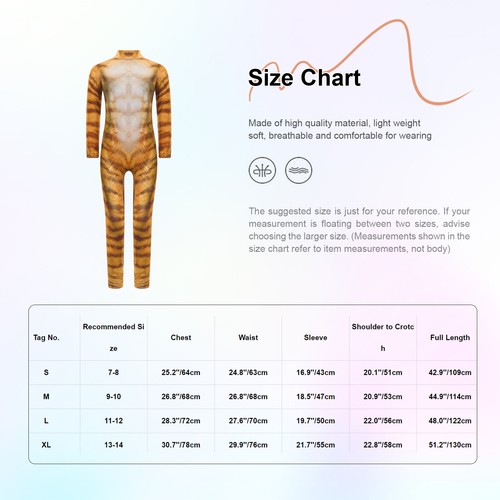 Unisex Kids Unitard Animal Cosplay Jumpsuit Back Concealed Zipper Bodysuit Cute - Picture 44 of 74