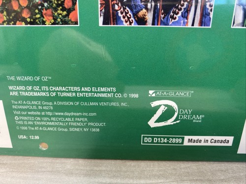 1999 The Wizard of OZ Turner Movie Wall Calendar 16 Months Day Dream SEALED NEW - Picture 7 of 12