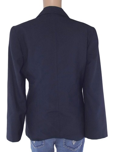 Giacca Donna 42 Eu38 M Medium Blu Scuro Misto Lana Made Italy 4 Bottoni Elegante - Picture 2 of 6