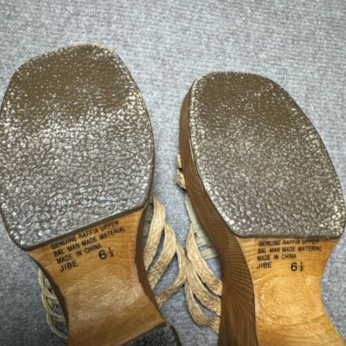 VTG L.E.I Jibe Women’s 6.5 Raffia Braided Strappy Platform Wedge Y2K Sandals - Picture 19 of 20