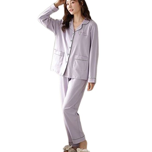 Women Long Sleeve Pajama Set V Neck Button Pockets Pants Pjs 2 Piece Lounge Set - Picture 12 of 19