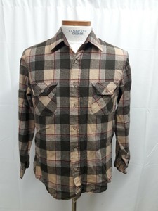 Vintage-Sears-Acrylic-Flannel-Shirt-Plaid-Men-039-s-Size-Large-Tan-Brown-16-16-5