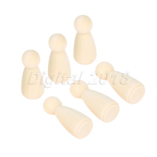 Blank Wooden People Peg Dolls 3.5cm-6.5cm Wedding Cake Toppers Craft DIY Toys - Picture 19 of 24
