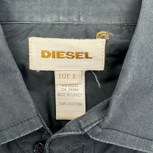Diesel Shirt Mens Small Black Cotton Long Sleeve Round Hem Button Down Military - Picture 4 of 8