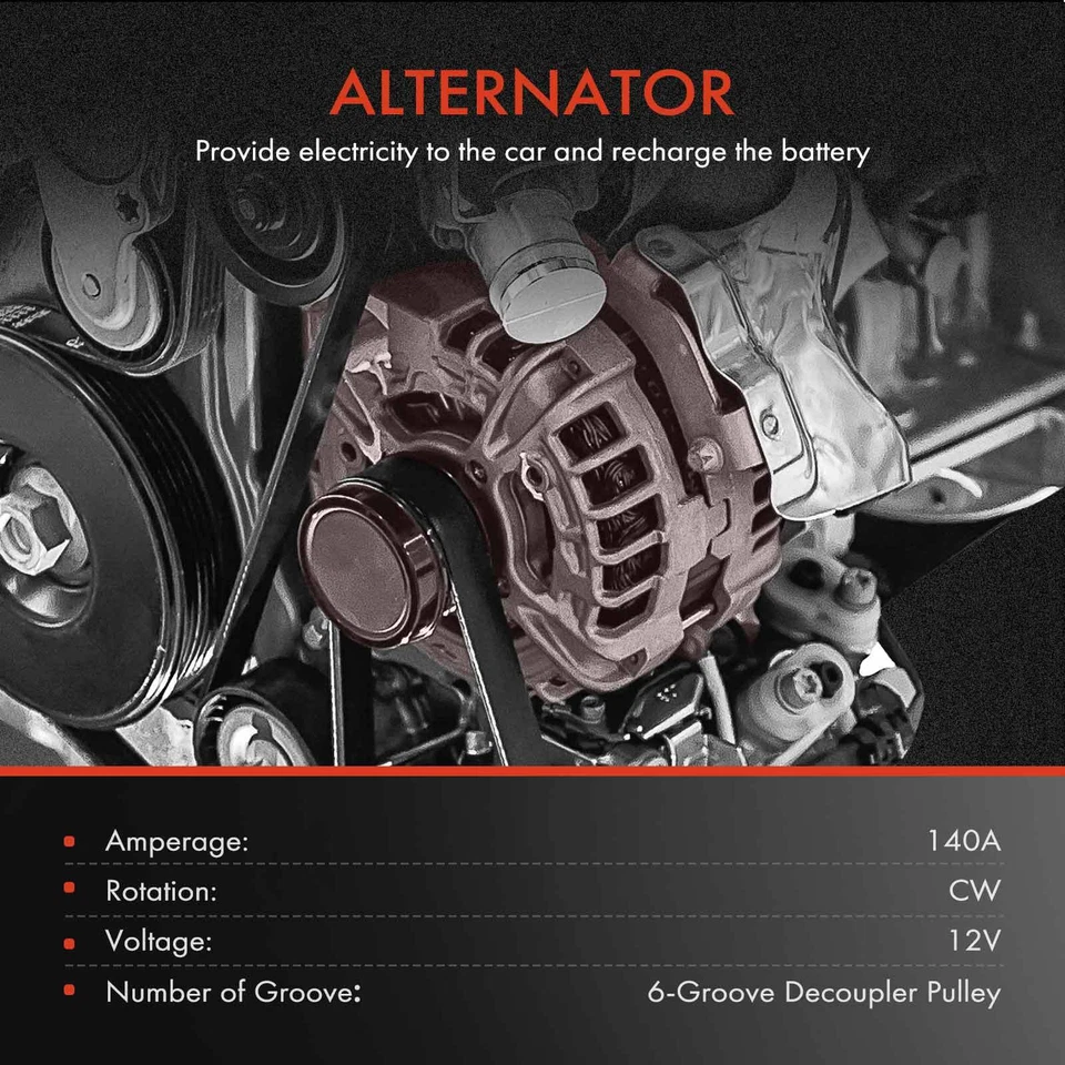 Alternador para Pontiac GTO 2005-2006 V8 6,0 L 140A 12 voltios CW 6 ranuras A003TG1581 Foto 2 de 4